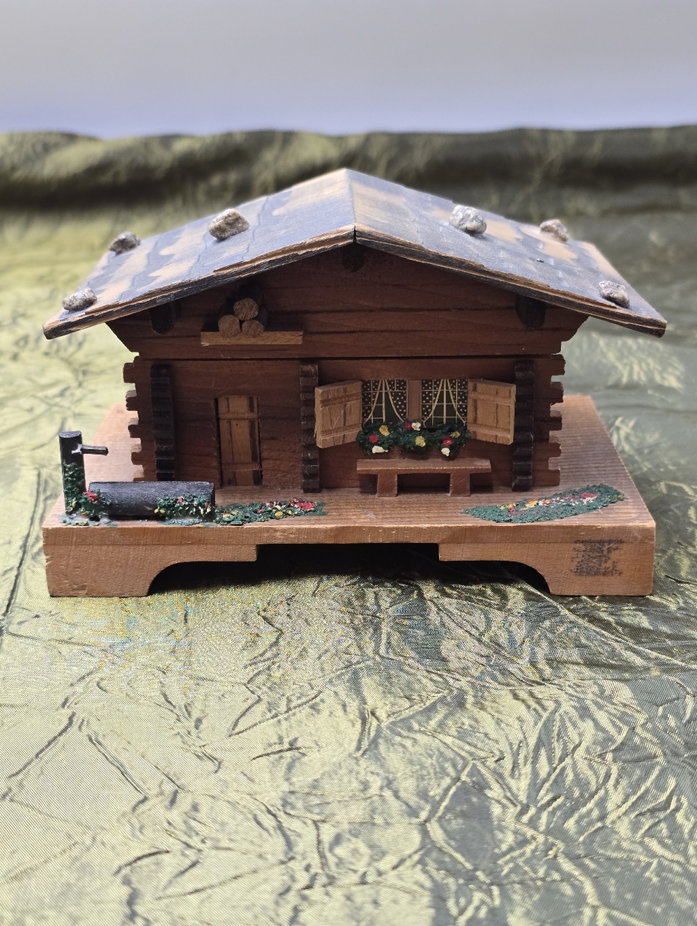 Vintage Wooden Swiss Chalet Music Box made by TELL ( music box needs repair)